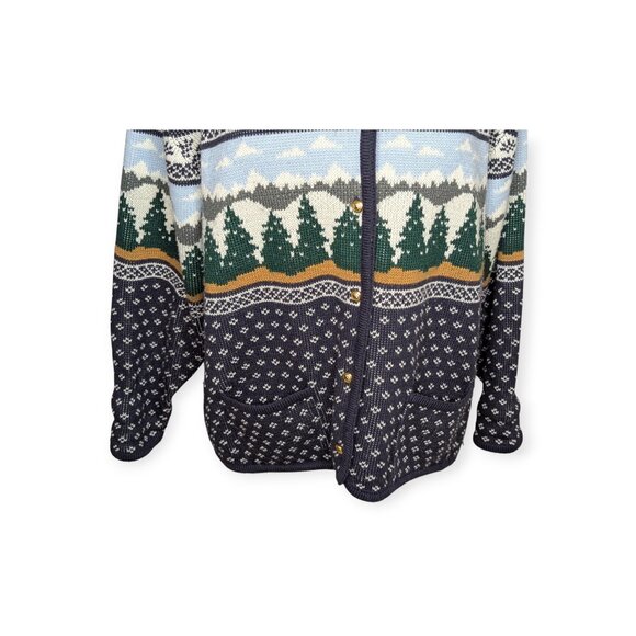 Croft & Barrow Knit Button Front Winter Scene Forrest Cardigan Size XL - Picture 4 of 14